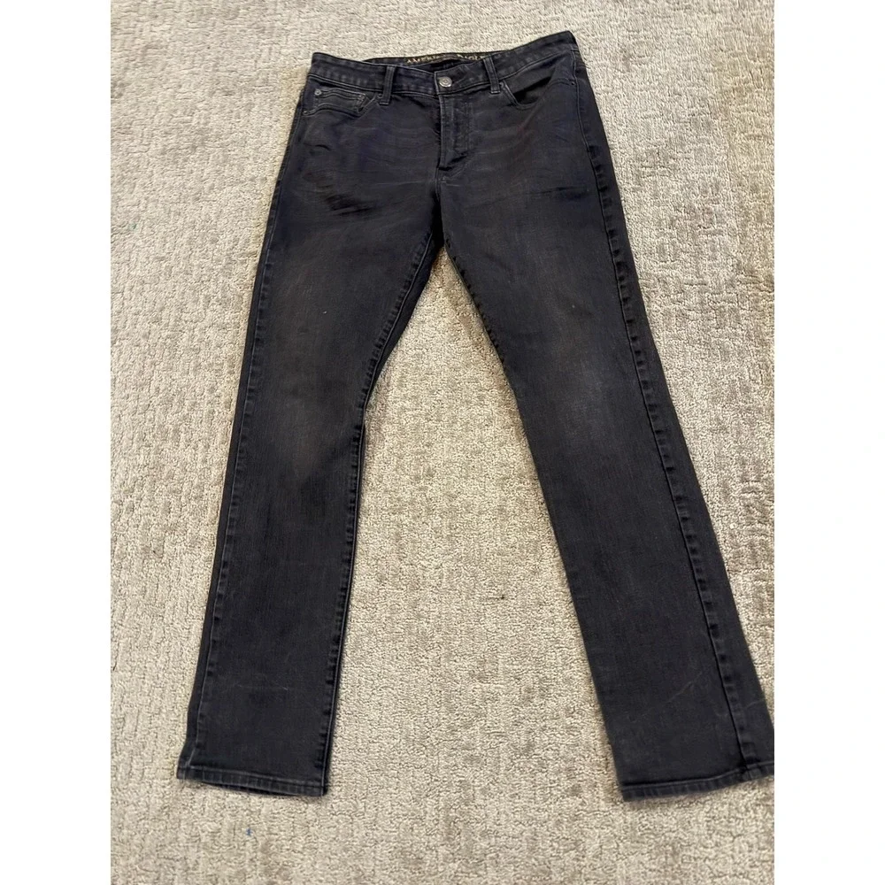 American Eagle Men Pant Black Jean Denim 33x32 360 Extreme Flex (T)